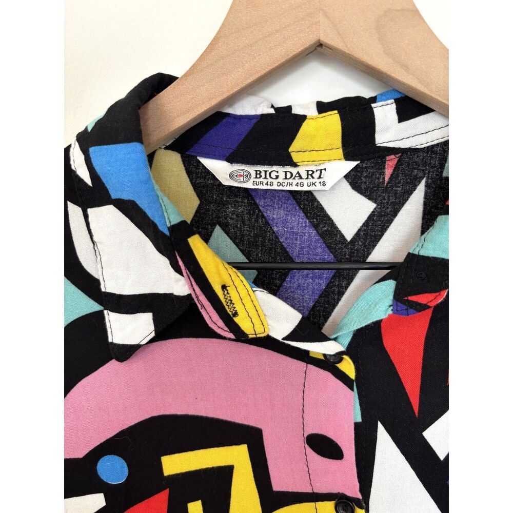 Big Dart Women's Long Sleeve Colorblock Modern Art Patterned Button Down Size L - Picture 4 of 4